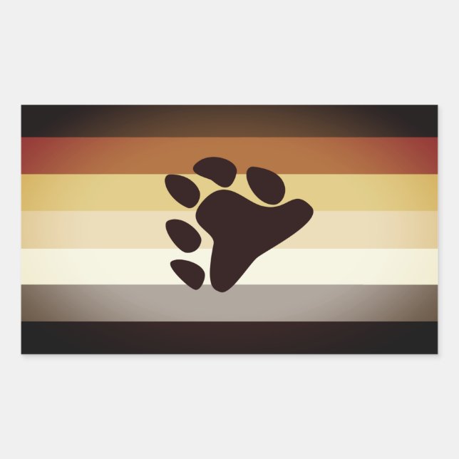 Sticker Rectangulaire Drapeau de fierté de l'ours et patte (Devant)