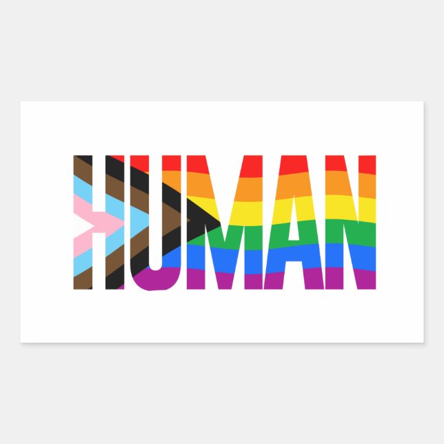 Sticker Rectangulaire Drapeau de fierté d'inclusivité humaine (Devant)