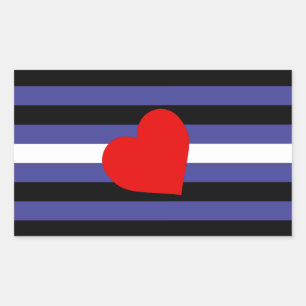 Sticker Rectangulaire Drapeau de fierté en cuir et cœur