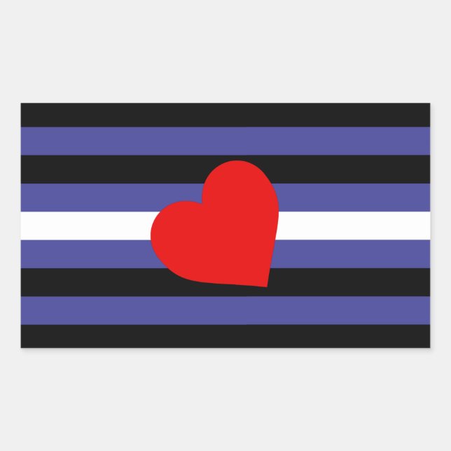 Sticker Rectangulaire Drapeau de fierté en cuir et cœur (Devant)