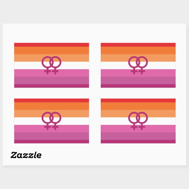 Sticker Rectangulaire Drapeau de fierté lesbienne WLW (Coucher de soleil (Feuille)