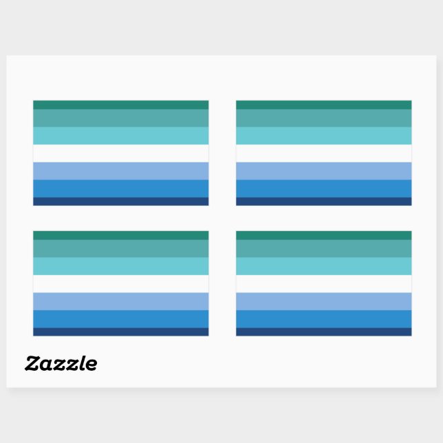Sticker Rectangulaire Drapeau de fierté masculine gaie (Azure) (Feuille)