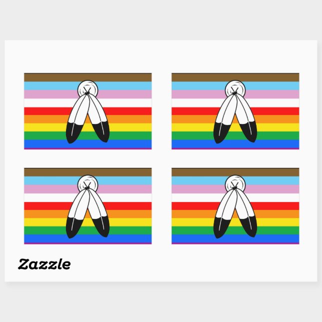 Sticker Rectangulaire Drapeau de fierté progressiste LGBTQ+ Two-Spirit (Feuille)