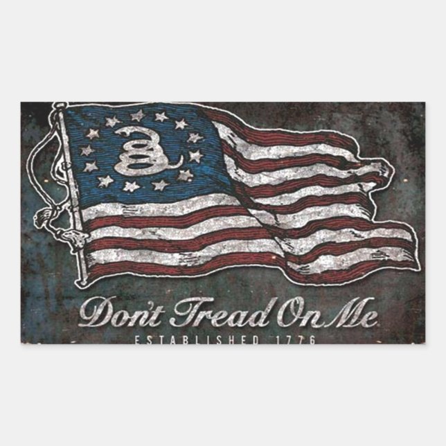 Sticker Rectangulaire Drapeau De Gadsden - Liberté Ou Mort (Devant)