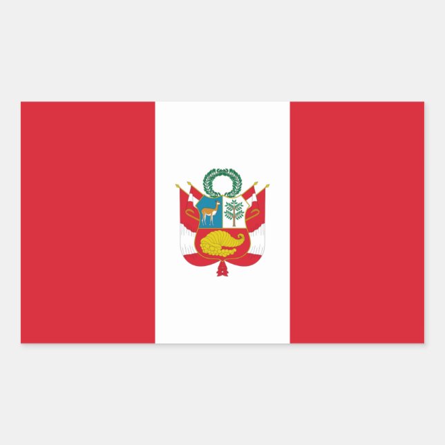 Sticker Rectangulaire Drapeau de guerre péruvien/péruvien (Devant)