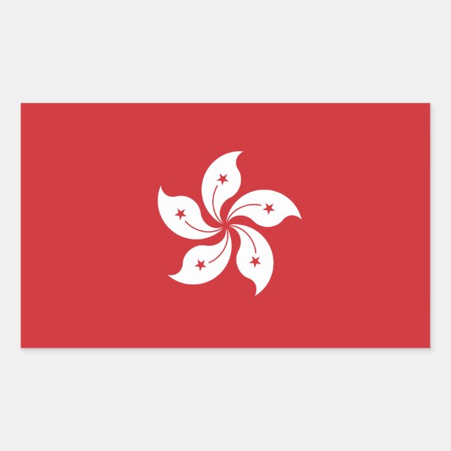 Sticker Rectangulaire Drapeau de Hong Kong (Devant)
