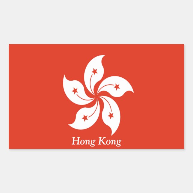 Sticker Rectangulaire Drapeau de Hong Kong (Devant)