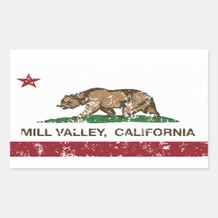 Sticker Rectangulaire Drapeau de la Californie Mill Valley