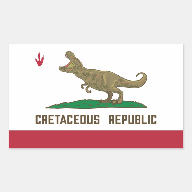 Sticker Rectangulaire Drapeau de la Californie T-rex Dinosaur (Devant)