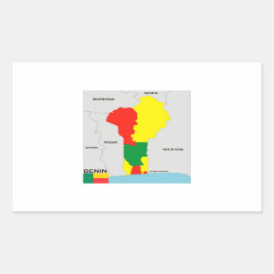 Sticker Rectangulaire drapeau de la carte du pays benin