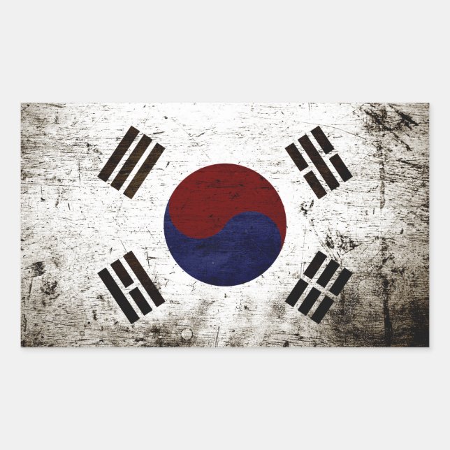 Sticker Rectangulaire Drapeau de la Corée du Sud de Black Grunge (Devant)
