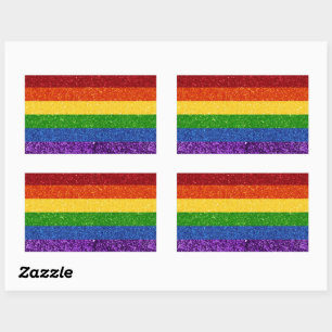 Sticker Rectangulaire Drapeau de la Fierté arc-en-ciel LGBT Parties scin