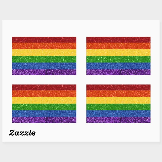 Sticker Rectangulaire Drapeau de la Fierté arc-en-ciel LGBT Parties scin (Feuille)