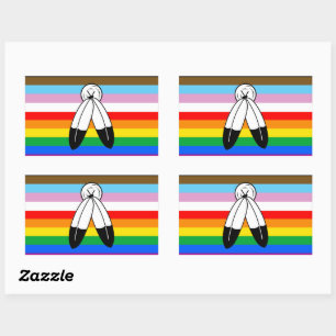 Sticker Rectangulaire Drapeau de la fierté de progrès LGBTQ+