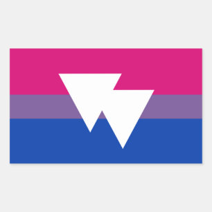 Sticker Rectangulaire Drapeau de la fierté et du symbole bisexuel -