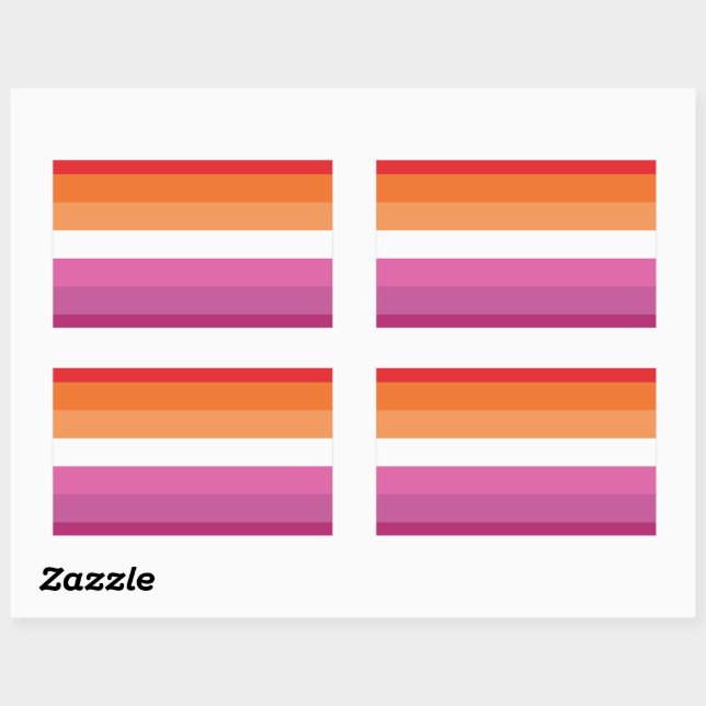 Sticker Rectangulaire Drapeau de la fierté lesbienne (Feuille)