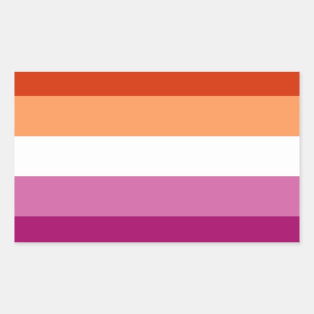Sticker Rectangulaire Drapeau de la fierté lesbienne (5 bandes) (Devant)