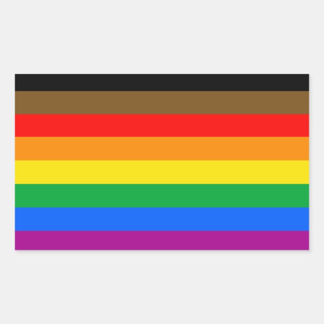 Sticker Rectangulaire Drapeau de la fierté LGBT à 8 bandes (Devant)