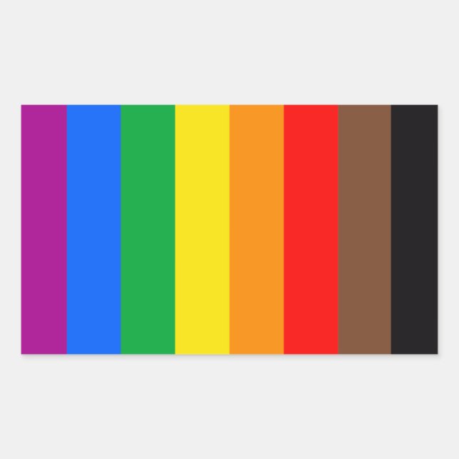 Sticker Rectangulaire Drapeau de la fierté LGBTQ (8 bandes) (Devant)
