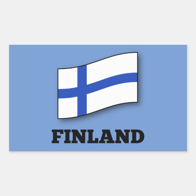 Sticker Rectangulaire Drapeau de la Finlande (Devant)