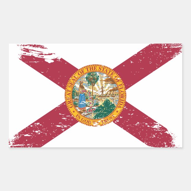 Sticker Rectangulaire Drapeau de la Floride Grunge (Devant)