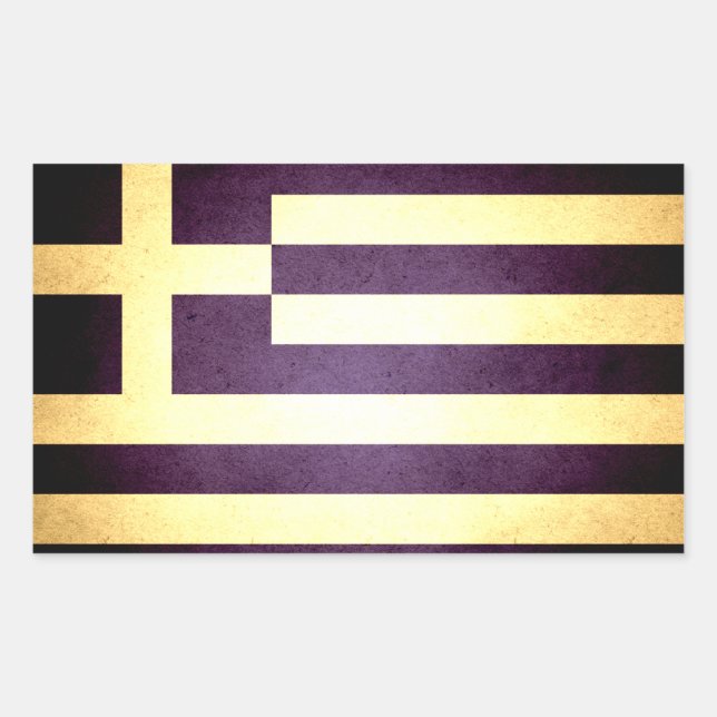 Sticker Rectangulaire Drapeau de la Grèce embrassée par Sun (Devant)