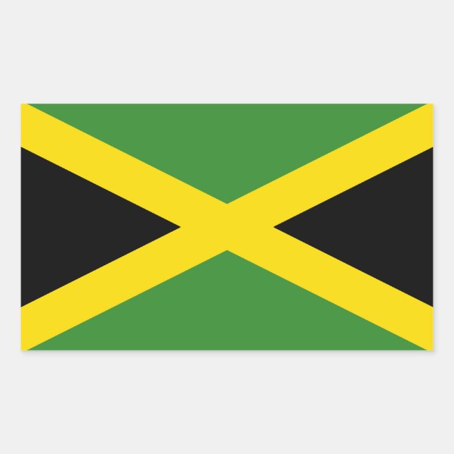 Sticker Rectangulaire Drapeau de la Jamaïque (Devant)