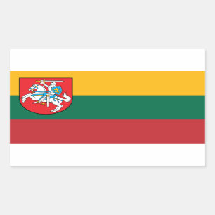 Sticker Rectangulaire Drapeau de la Lithuanie avec Vytis
