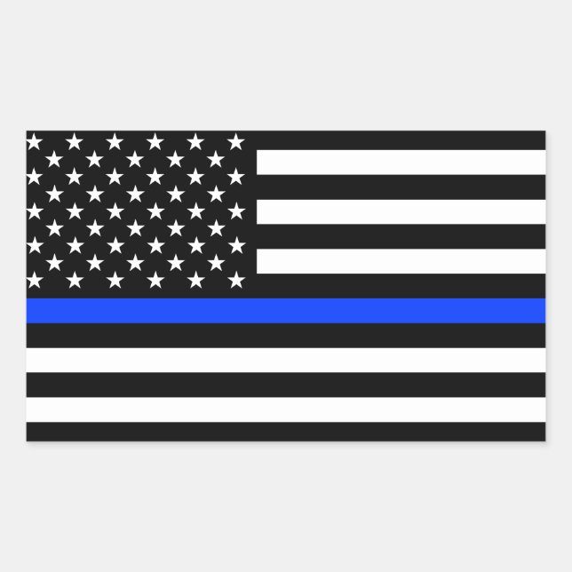Sticker Rectangulaire Drapeau de la police Thin Blue Line (Devant)