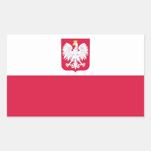 Sticker Rectangulaire Drapeau de la Pologne (Devant)