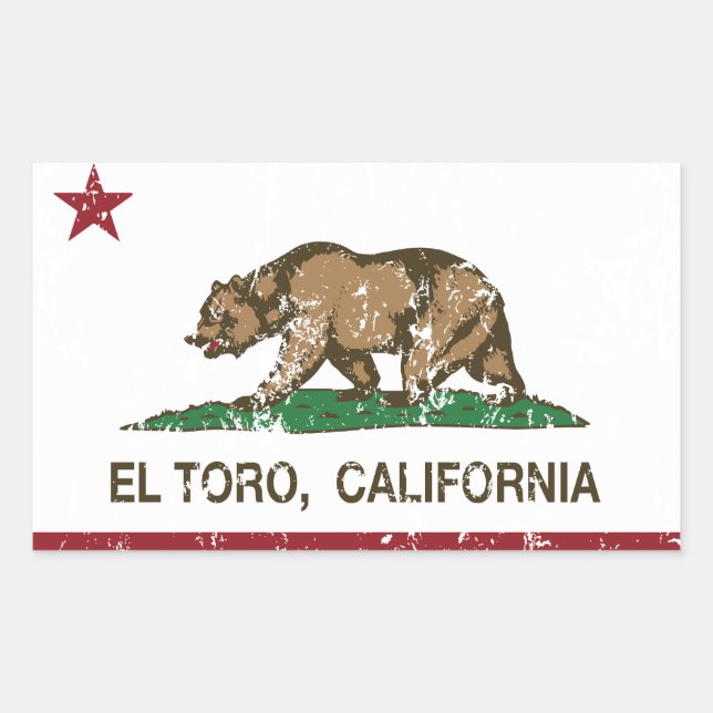 Sticker Rectangulaire Drapeau de la République de Californie El Toro (Devant)