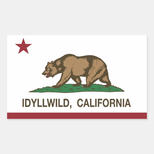 Sticker Rectangulaire Drapeau de la République de Californie Idyllwild (Devant)