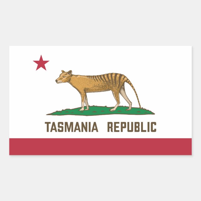Sticker Rectangulaire Drapeau de la République de Tasmanie Thylacine Tas (Devant)