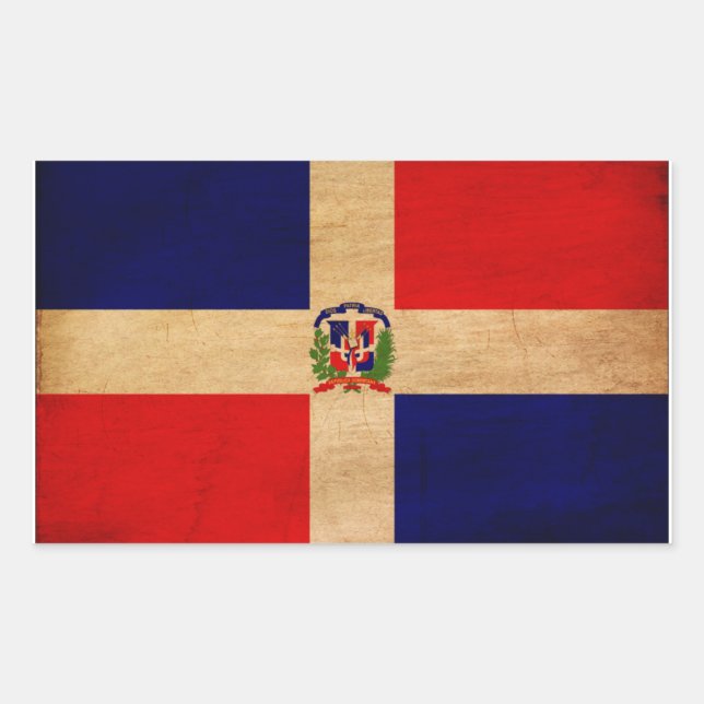 Sticker Rectangulaire Drapeau de la République Dominicaine (Devant)