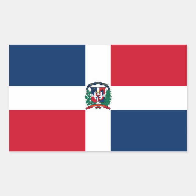 Sticker Rectangulaire Drapeau de la République Dominicaine (Devant)