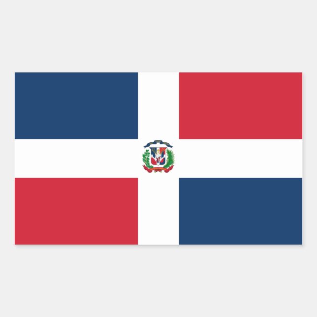 Sticker Rectangulaire Drapeau de la République Dominicaine (Devant)