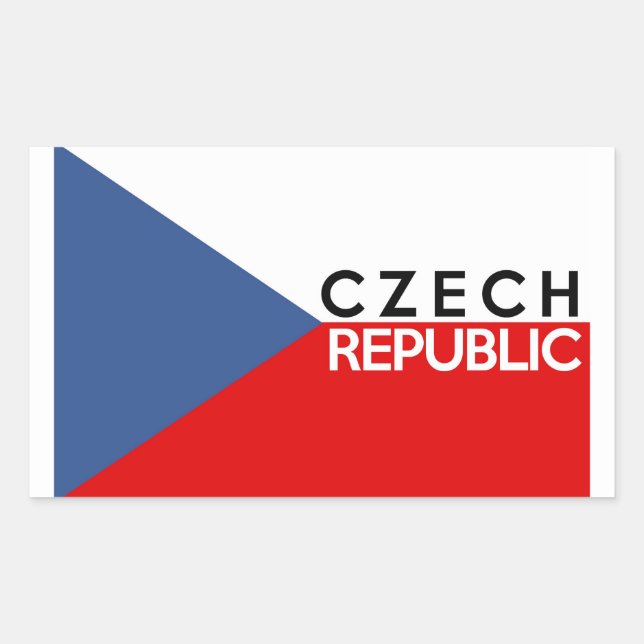 Sticker Rectangulaire drapeau de la république tchèque nom du pays (Devant)