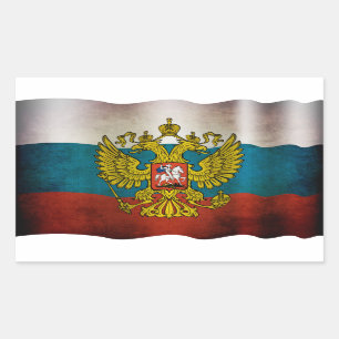 Sticker Rectangulaire Drapeau de la Russie qui flotte