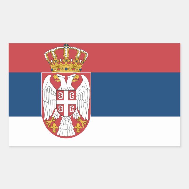 Sticker Rectangulaire Drapeau de la Serbie (Devant)