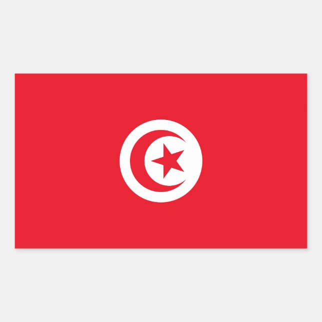 Sticker Rectangulaire Drapeau de la Tunisie (Devant)