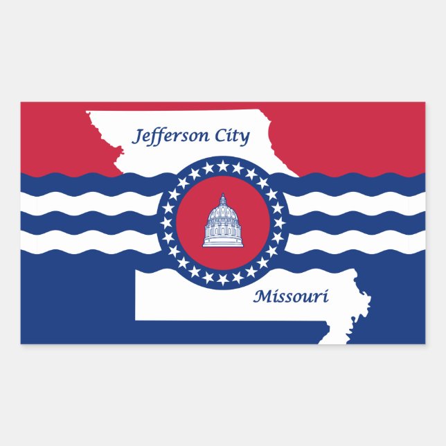 Sticker Rectangulaire Drapeau de la ville de Jefferson, Missouri Bâton r (Devant)