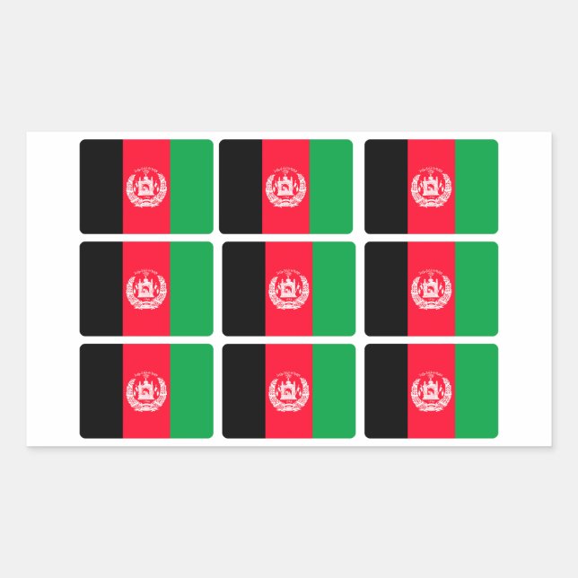 Sticker Rectangulaire Drapeau de l'Afghanistan x 9 (Devant)