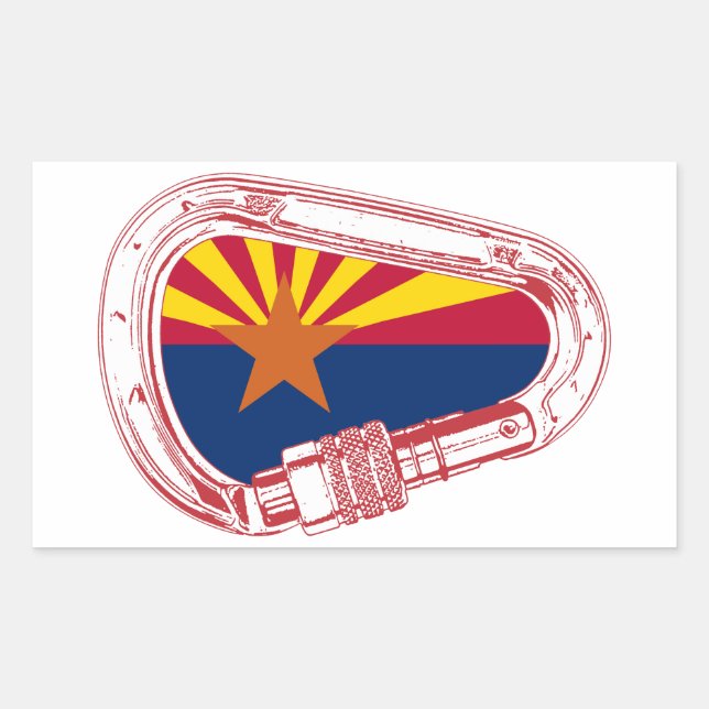Sticker Rectangulaire Drapeau de l'Arizona Escalade carabiner (Devant)