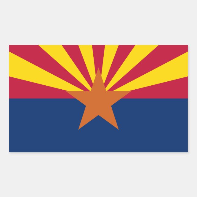 Sticker Rectangulaire Drapeau de l'Arizona : Étoile de fondation Soleil, (Devant)