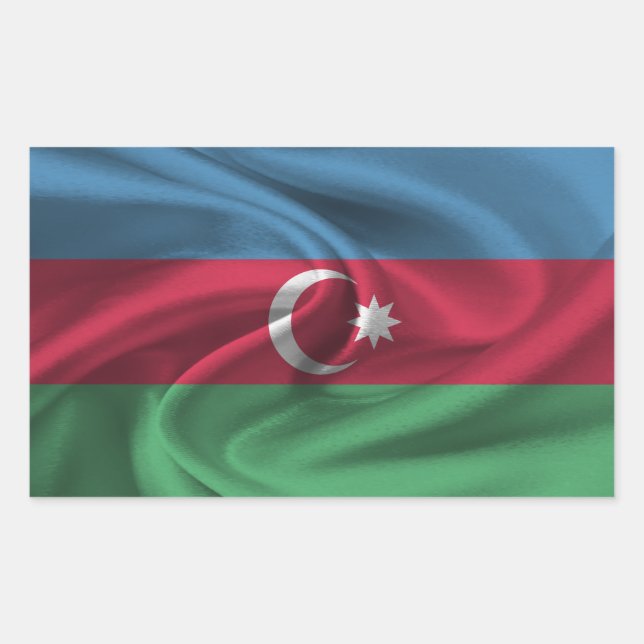 Sticker Rectangulaire Drapeau de l'Azerbaïdjan (Devant)