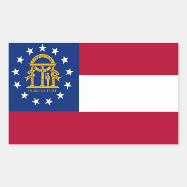 Sticker Rectangulaire Drapeau de l'État de Géorgie (Devant)