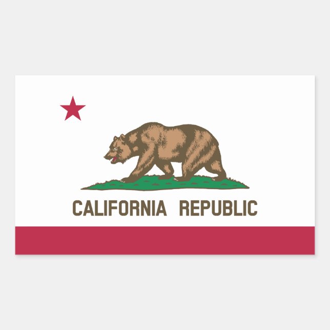 Sticker Rectangulaire Drapeau de l'État de la République de Californie (Devant)