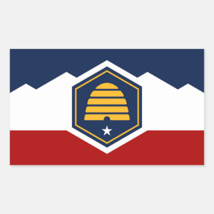 Sticker Rectangulaire Drapeau de l'état de l'Utah nouveau symbole USA Am