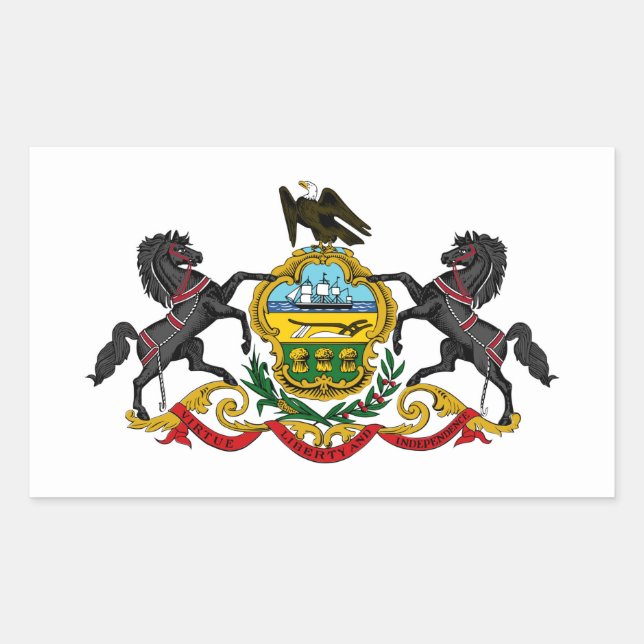 Sticker Rectangulaire drapeau de l'état de Pennsylvanie armes d'Amérique (Devant)