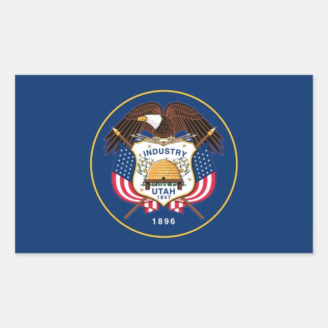 Sticker Rectangulaire drapeau de l'état de utah symbole république de l' (Devant)